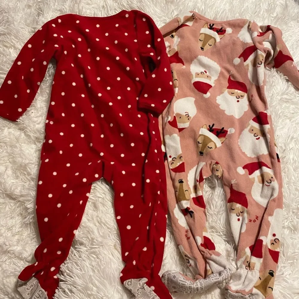 (2) Carter’s 18M Christmas Fleece Footies